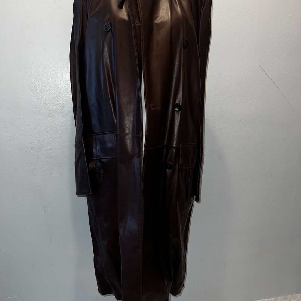 New Yet Vintage Bottega Veneta Dark Brown Leather Trench Coat